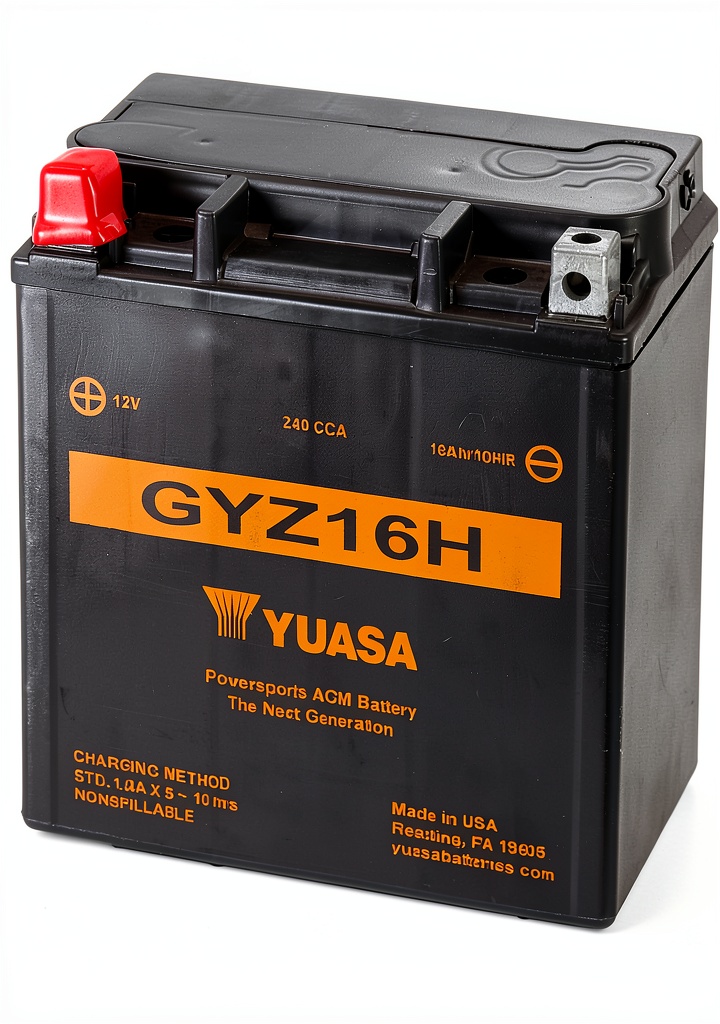 Yuasa motorcycle battery installed in a sport bike